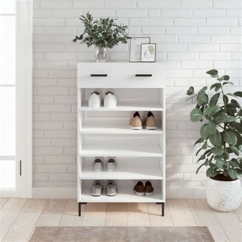 Meuble A Chaussures Armoire Chaussure Blanc Brillant X X Cm