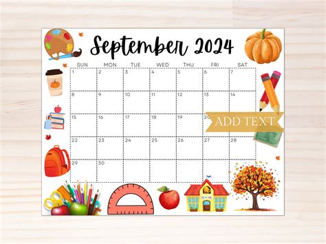 Editable September 2024 Calendar, Printable Preschool Schedule W ...