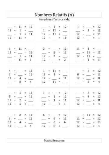 Titre Calculs avec les nombres relatifs maîtriser l addition et la