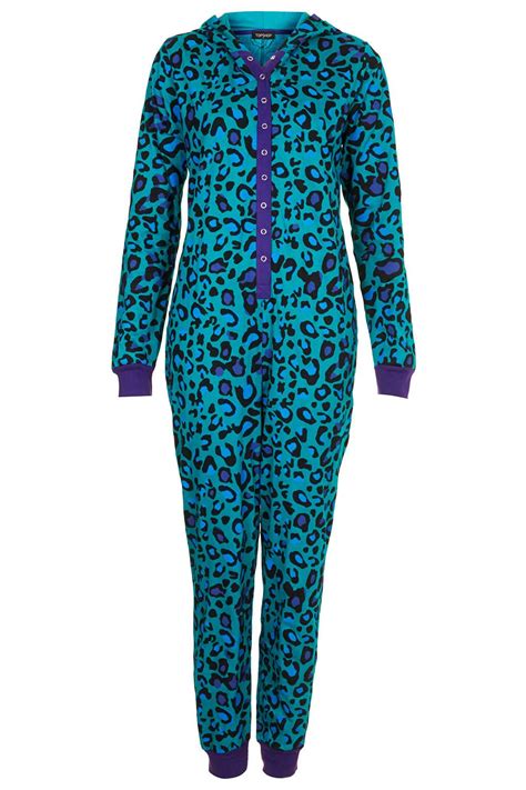 Lyst Topshop Leopard Print Jersey Onesie In Purple