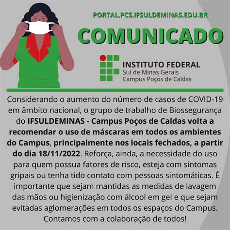 Comunicado máscaras IFSULDEMINAS Campus Pocos