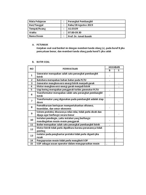 Contoh Soal Benar Salah Pdf