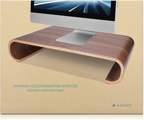 Navaris Soporte Elevador Para Monitor De Madera Organizador De