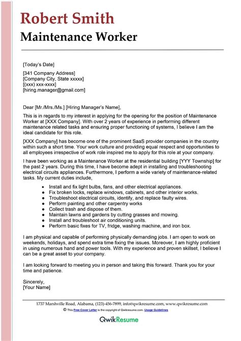 Inspirating Tips About Maintenance Mechanic Cover Letter Examples Entry