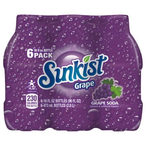 Sunkist® Grape Soda, 6 bottles / 16 fl oz - Harris Teeter