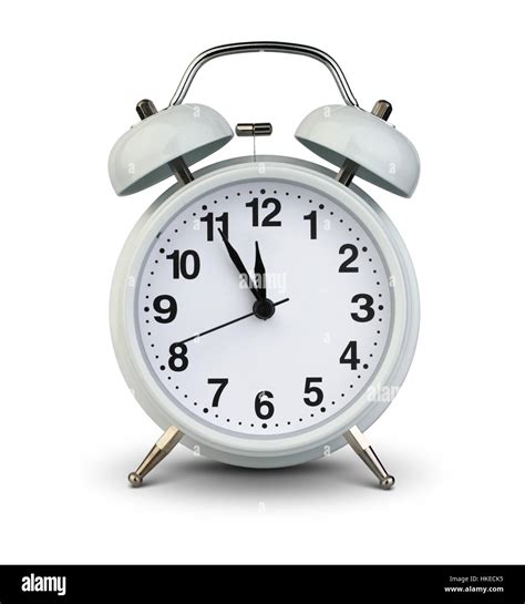 Alarm Clock Isolated On White With Clipping Path Five Minutes To