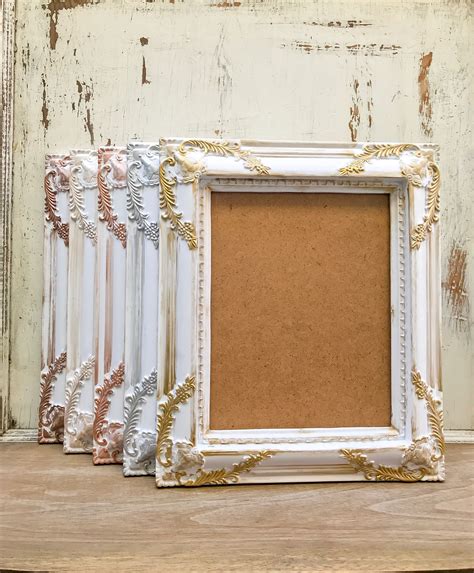 Picture Frame 8x10 Shabby Chic Gold French Country Baroque Antique Vintage Style White