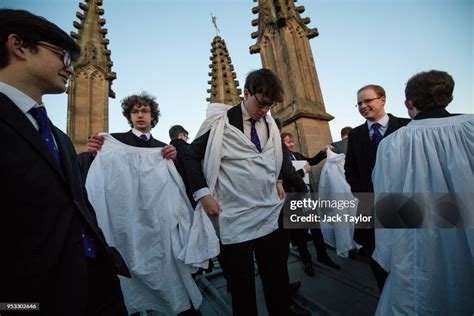 The Magdalen College Choir Get Into Their Robes As They Prepare To