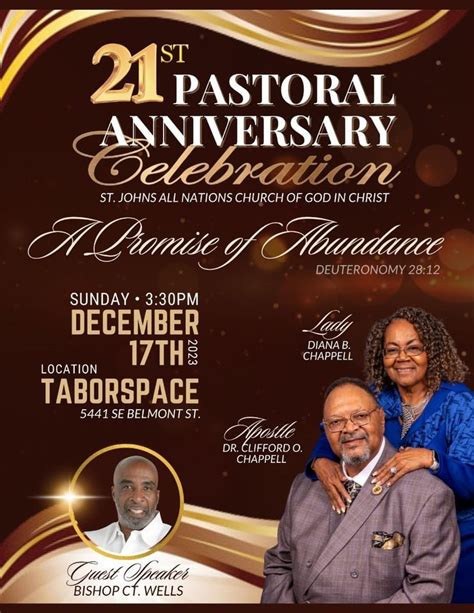 The 21st Pastor And Wife Anniversary Celebration For Apostle Cliff And Prophetess Diana Chappell