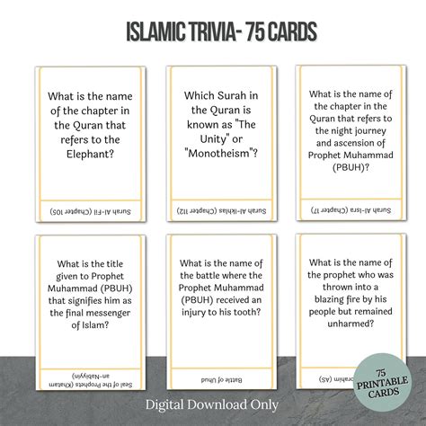 Islamic Trivia Game Printable Islamic Question Cards Ramadan Muslim