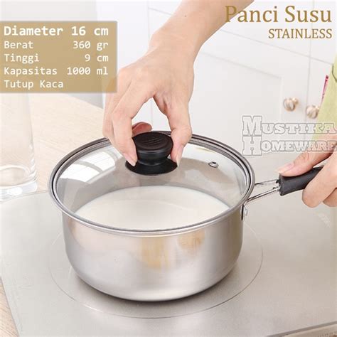 Jual Panci Susu Mie Rebus 16 Cm Tutup Kaca Stainless Milk Pot 1000 Ml