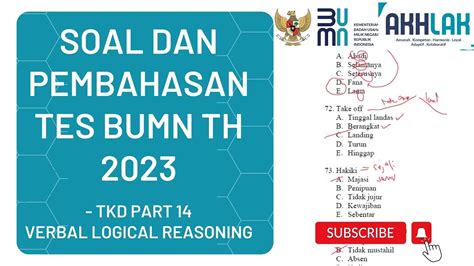 Soal Bumn Tkd Tes Kemampuan Verbal Verbal Logical Reasoning