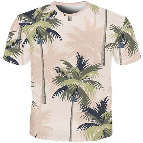 Cloudstyle Male 3d Tshirt Coconut Tree Printed Hawaiian Tee Shirt Men