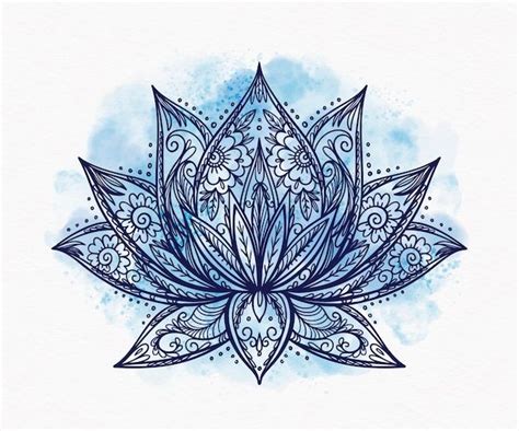 Dessin De Fleur De Lotus Aquarelle Mandala Vecteur Gratuite Flores