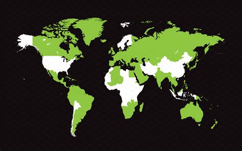 World map with countries green flat | Pre-Designed Illustrator Graphics ~ Creative Market