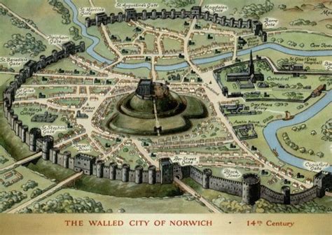 Map Of Norwich City Walls 14th Century