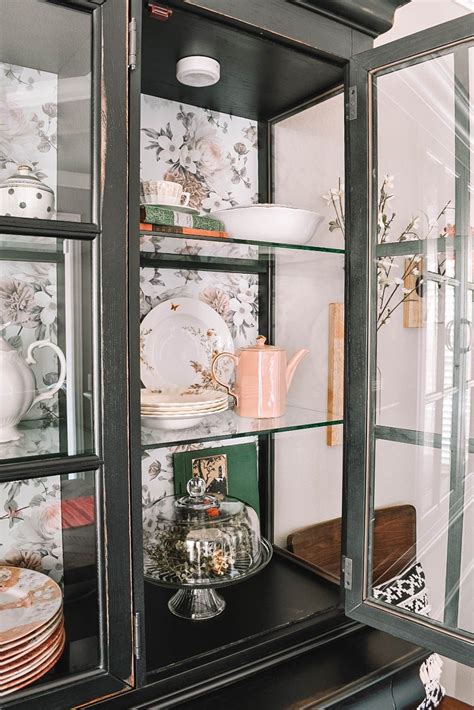 Easy DIY China Cabinet Update China Cabinet Wallpaper DIY Update