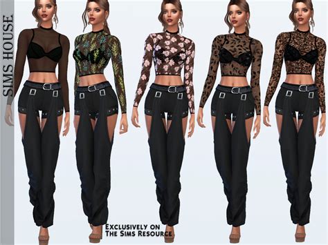 The Sims Resource Long Sleeve Sheer Top