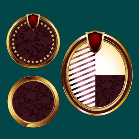 Circle Badges Collection Shiny Classical Brown Design Vectors Graphic Art Designs In Editable