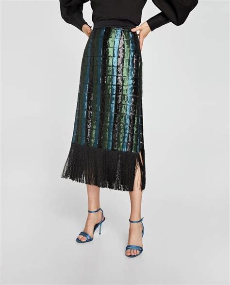 Image 4 Of SEQUINNED SKIRT WITH FRINGE From Zara Sparkle Outfit