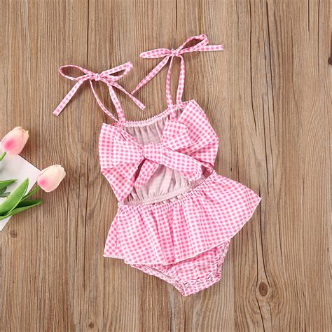 Baby Zomer Pasgeboren Baby Meisjes Kleding Plaid M Grandado