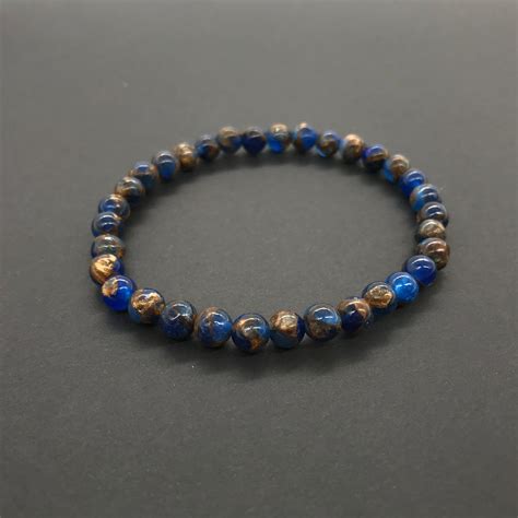 6mm Lapis Lazuli Beaded Bracelet Natural Gemstone Bracelet Etsy