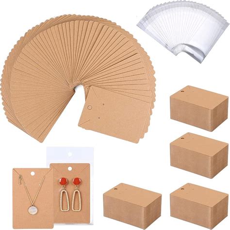 200Set Kraft Paper Earring Display Cards Set 6 9cm Necklace Earring