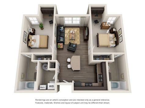 2 Bedroom 2 Bathroom Apartment Floor Plans Flooring Ideas