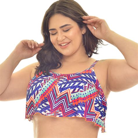 Biquini Cropped Top Blusinhas De Babado Do M Ao 56 Plus Size Parte