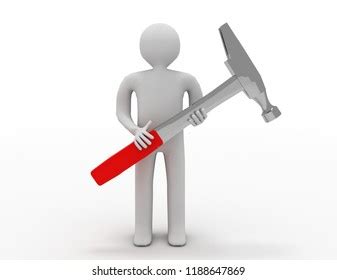 3d People Human Character Hammer 3d Stock Illustration 1188647869 ...