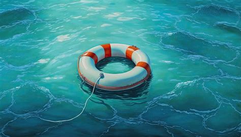 Premium Photo Life Buoy On Blue Water Rescue On The Sea Generative Ai