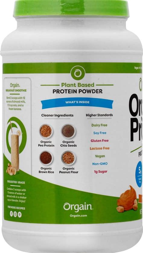 Orgain Organic Peanut Butter Plant Based Protein Powder 2 03 Lb