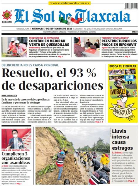 Periódico El Sol de Tlaxcala México Periódicos de México Edición de