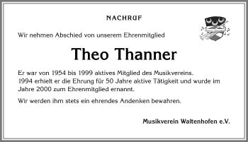 Traueranzeigen Von Theo Thanner Allg Uer Zeitung