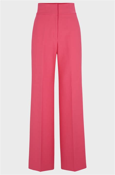 Hugo Regular Fit High Waisted Trousers With Flared Leg