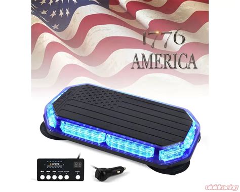 Xprite Usa Led Rooftop Strobe Light With American Flag Design Blue