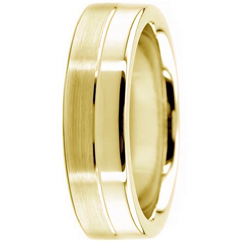 Satin And Polished Wedding Band 14k Gold Ring Comfort Fit