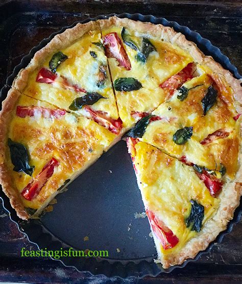 Cheddar Tomato Basil Quiche Feasting Is Fun