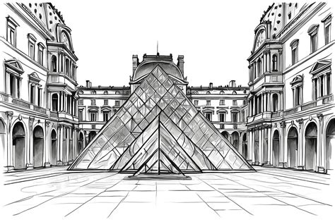 Premium Photo Handdrawn Louvre Museum Architectural Sketch