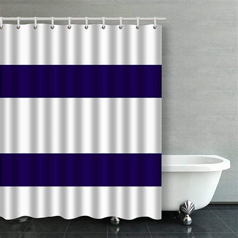 Artjia Nautical White And Navy Blue Stripe Stylish Chics Bathroom