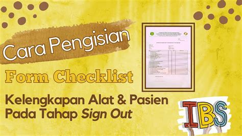 Tata Cara Pengisian Form Checklist Kelengkapan Alat And Pasien Pada Tahap