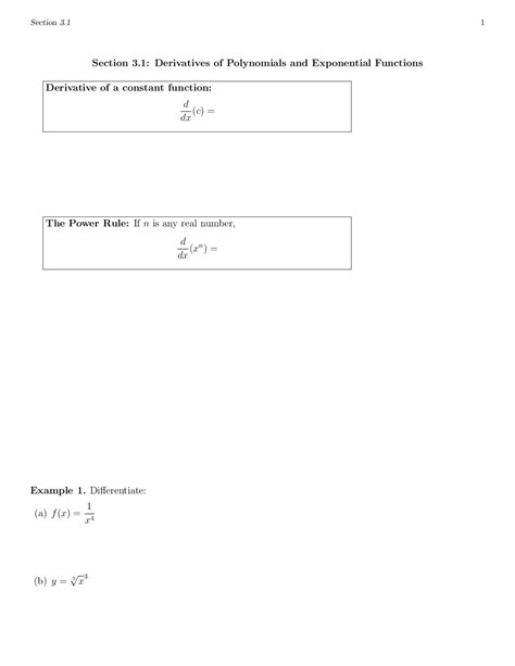 Derivatives Of Polynomials And Exponential Functions Rules And