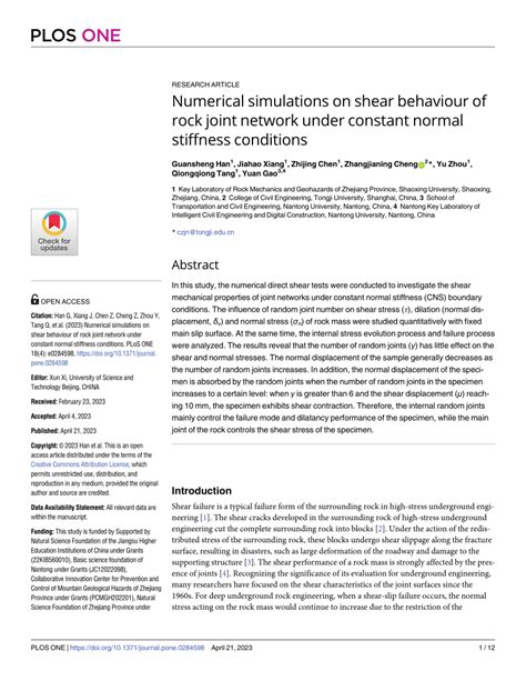 Pdf Numerical Simulations On Shear Behaviour Of Rock Joint Network