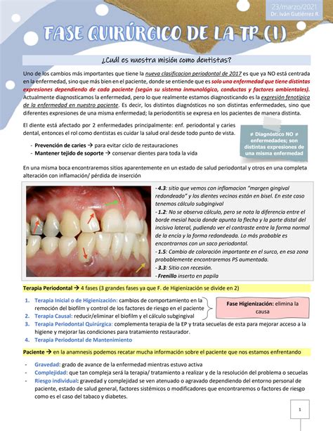 SOLUTION 1 Fase Quir Rgica De La Terapia Periodontal I Studypool