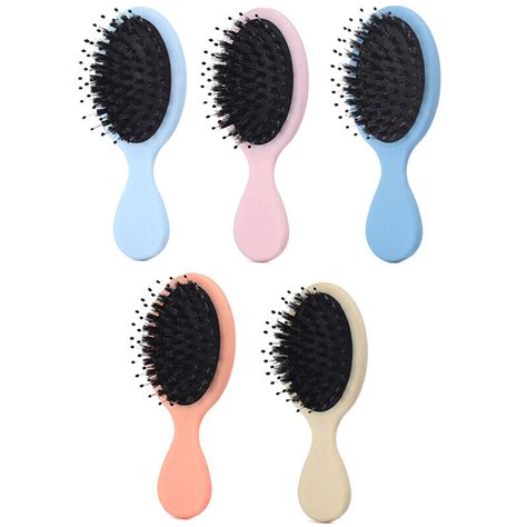 1pc Oval Boar Bristle And Nylon Hair Comb Mini Anti Static Hair Scalp