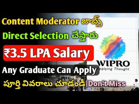 Wipro Recruitment Content Moderator Jobs Walk In Interviews