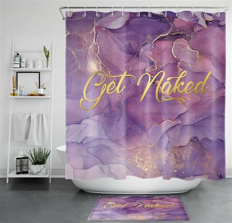 Lavender And Gold Marble Get Naked Shower Curtain Set Walmart