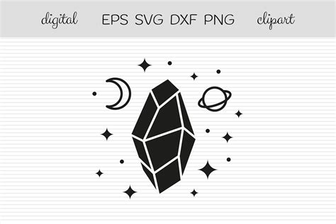 Black Crystal Svg Crystal Silhouette Celestial Clipart Svg Etsy