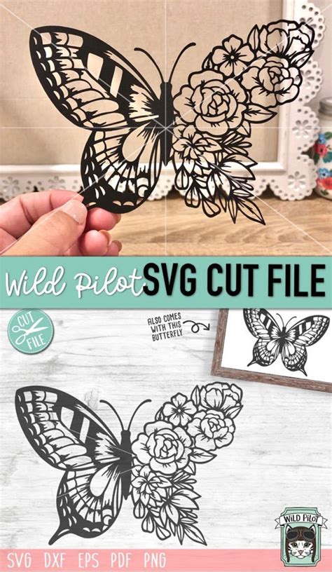 Papillon Svg Fichier Floral Butterfly Svg Fleurs Papillon Etsy France