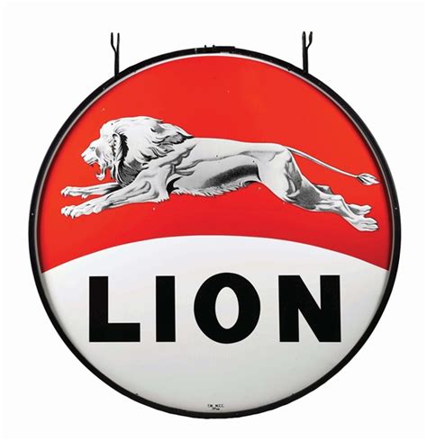 Lot Detail Lion Gasoline Porcelain Service Station Sign W Lion